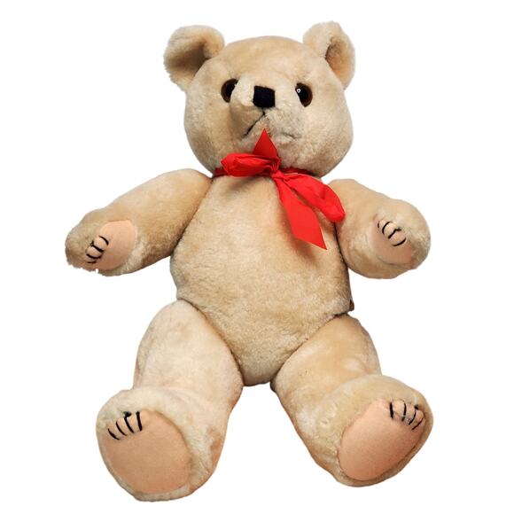15" Jointed Tan Plush Stuffed Teddy Bear Posable Craft Vintage 1990s Kel-Toy - Picture 1 of 8